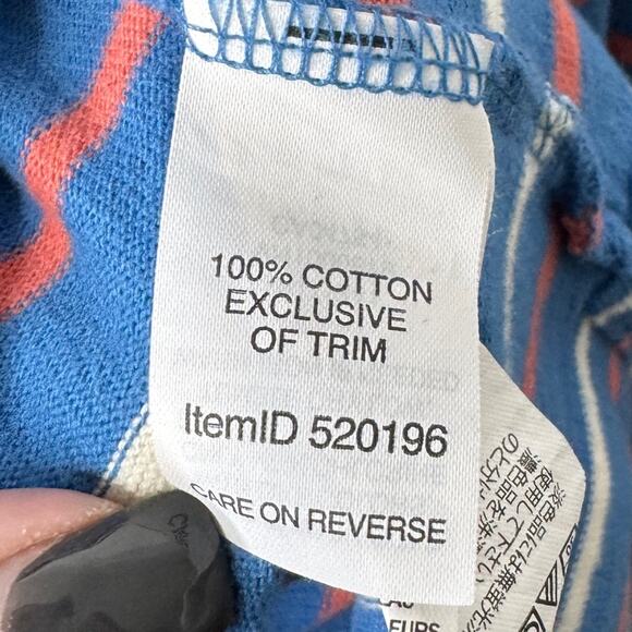 L.L.BEAN / orange white blue striped rugby mock neck pullover sweatshirt / 2X - Picture 6 of 8